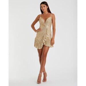 Mac Duggal Gold Sequin Mini Dress